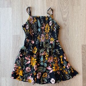 Angie Black Floral Tiered Sundress with Pink & Mustard Flowers